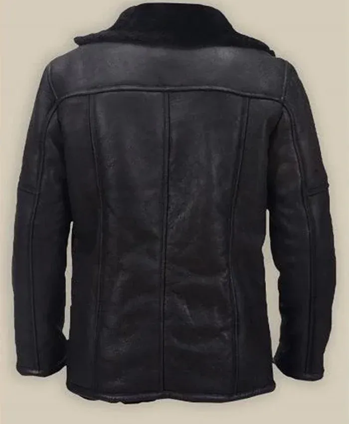 Shearling Multi Pocket Button Front Leather Jacket