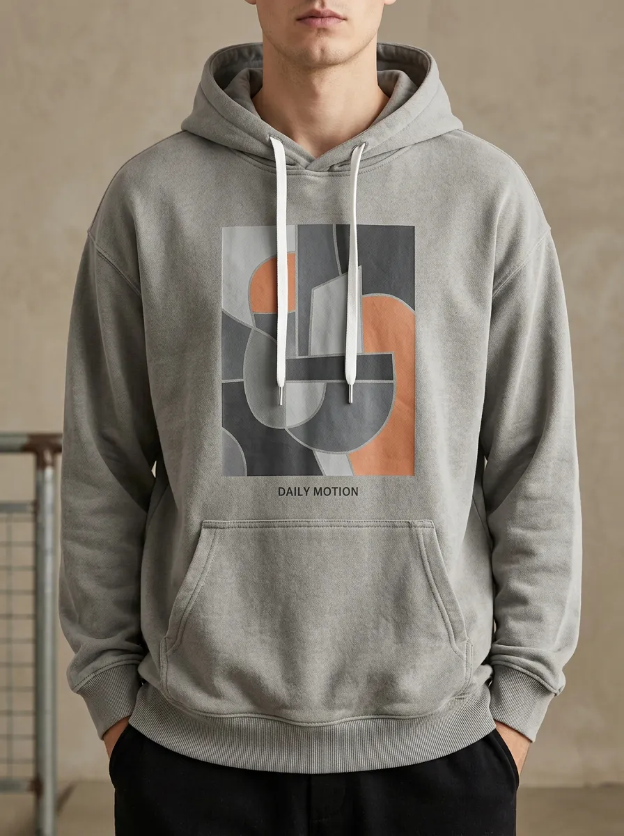 Men's Daily Motion Abstract Geometric Print Hoodie