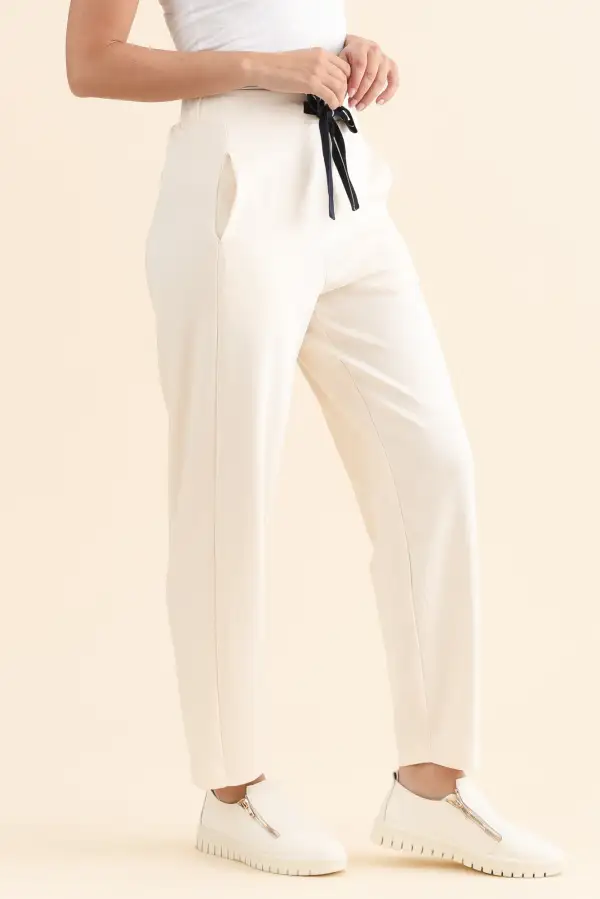 Cotton High Rise Drawstring Pants
