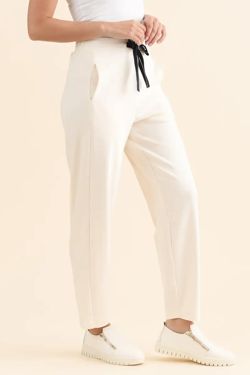 Cotton High Rise Drawstring Pants