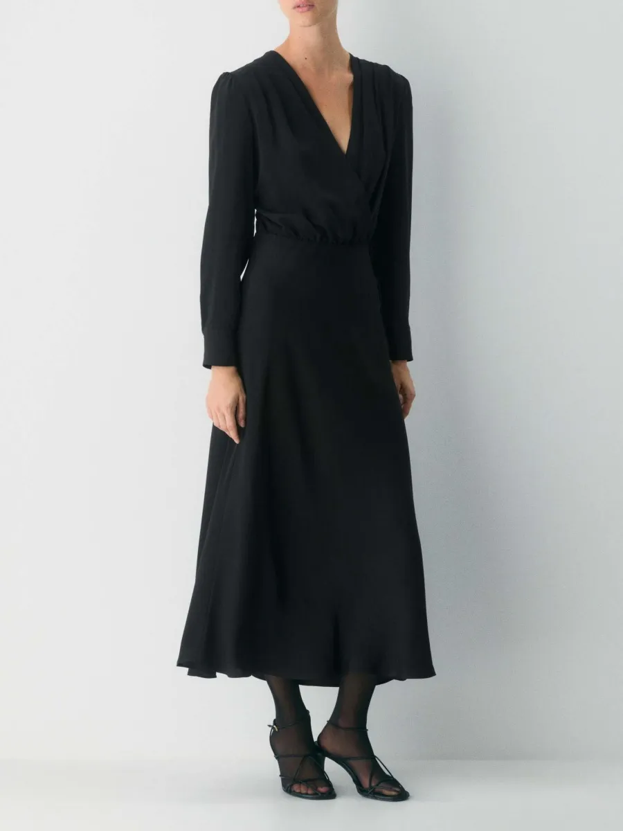 Elegant Surplice Long Sleeve Dress