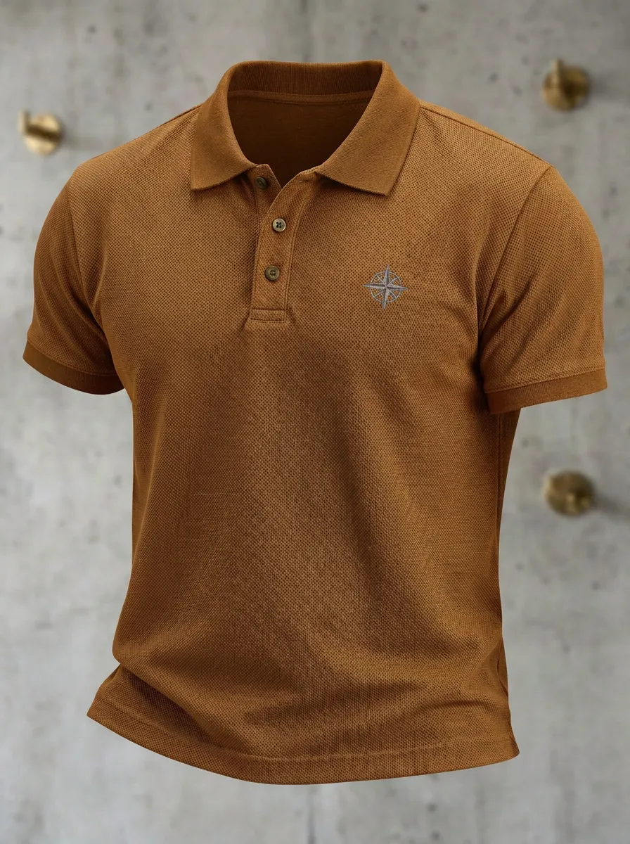 Compass-Detail -Detail Nautical-Inspired Men's Polo Shirt