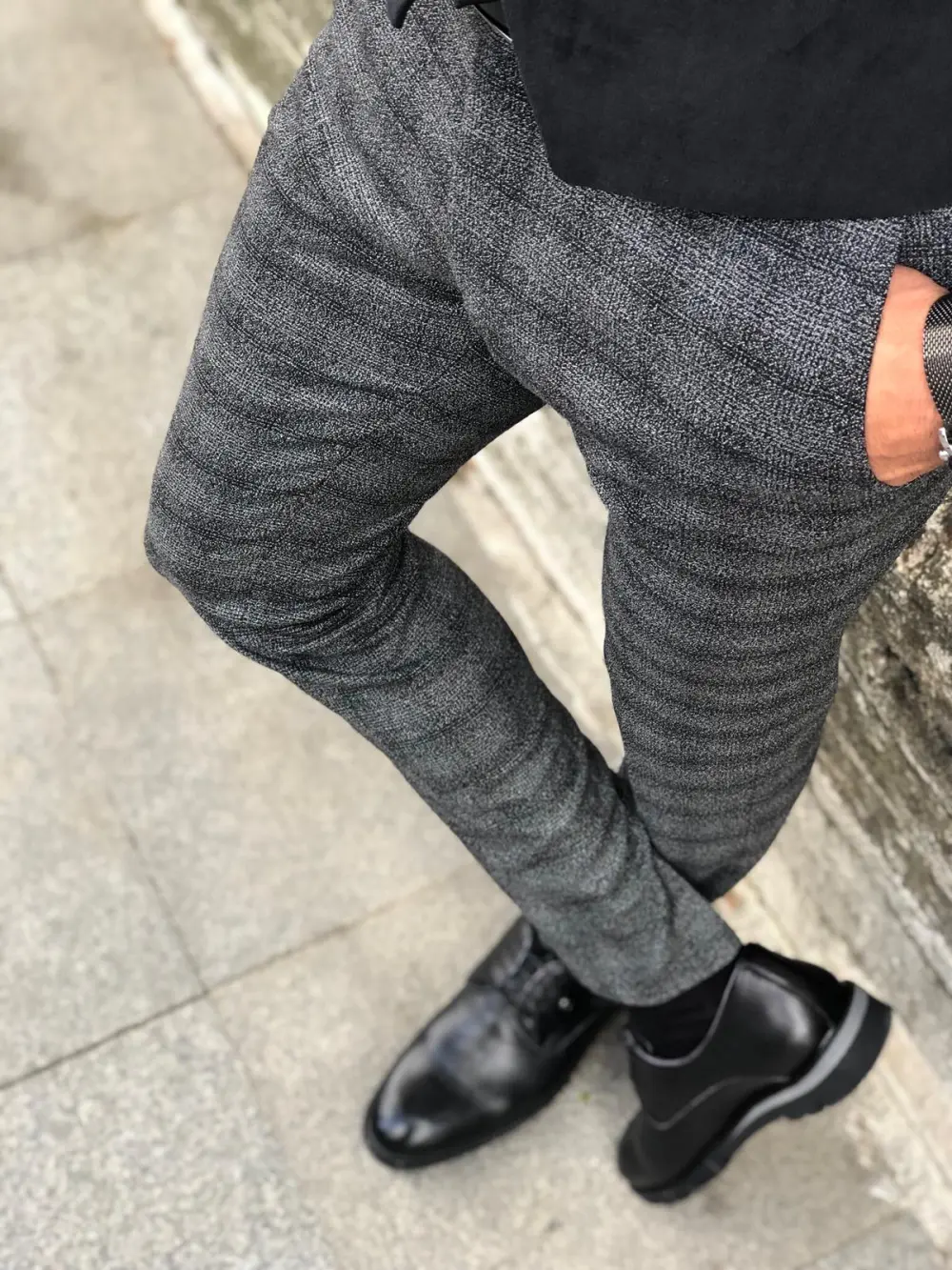 Refined Versatile Slim Fit Plaid Tailored Trousers