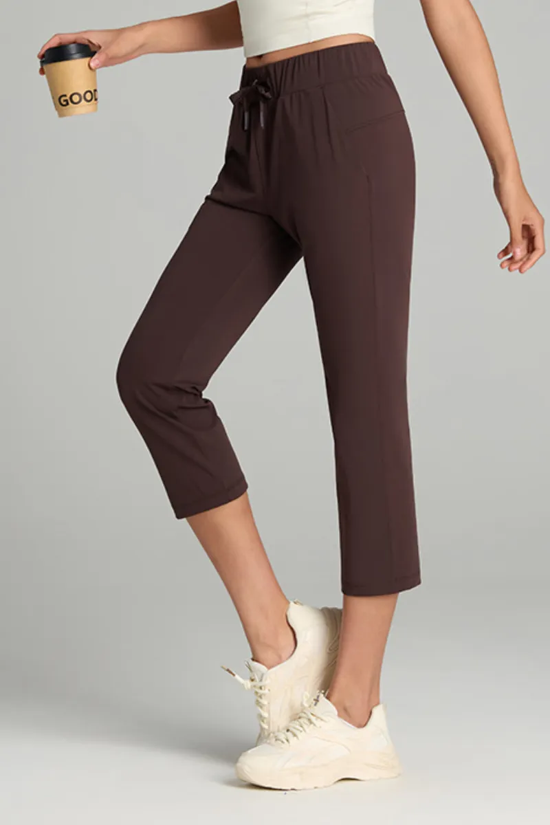 Drawstring Pocketed Running Capri Trousers