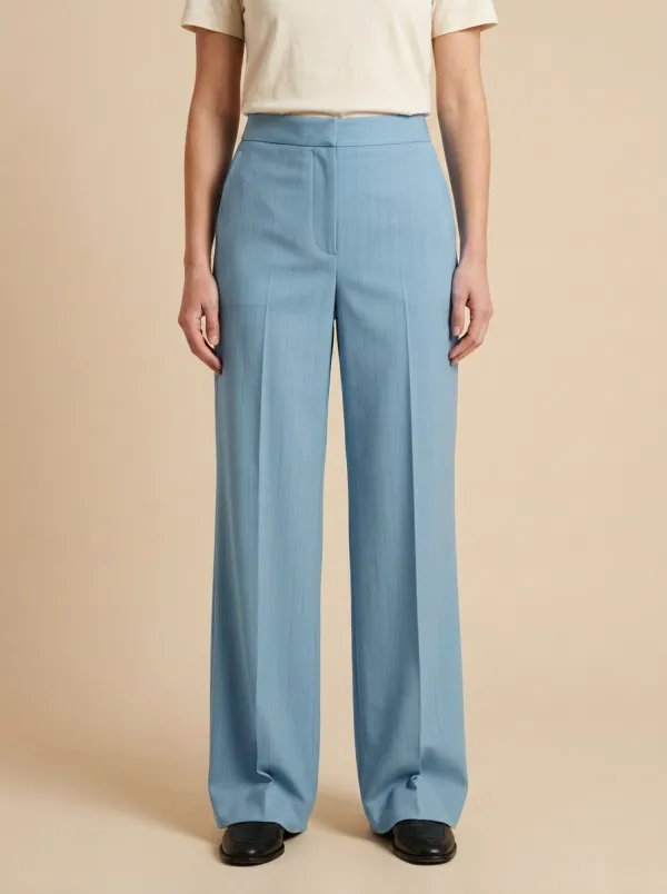 Pinstripe High Rise Wide Leg Trousers
