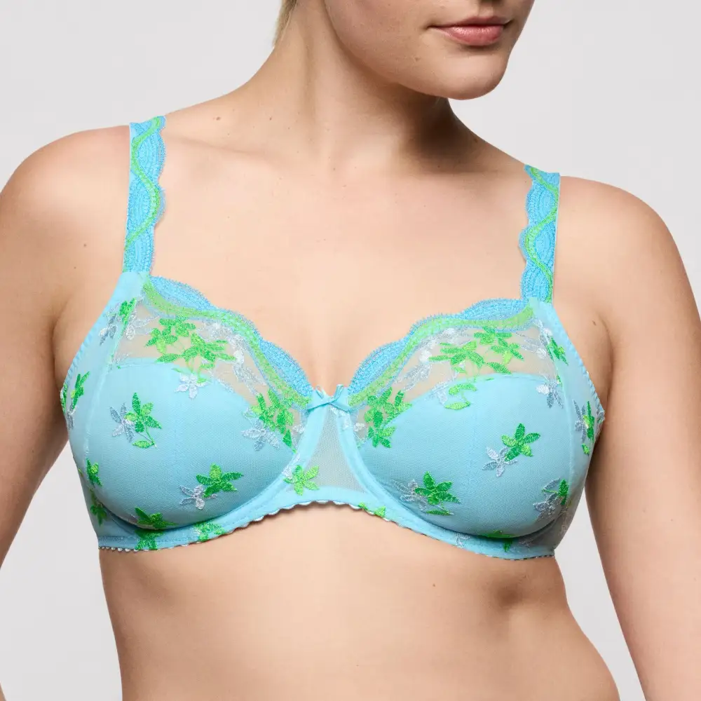 Women's Full Coverage Underwire Embroidery Mesh Cotton Blend Fuller Bust Bra