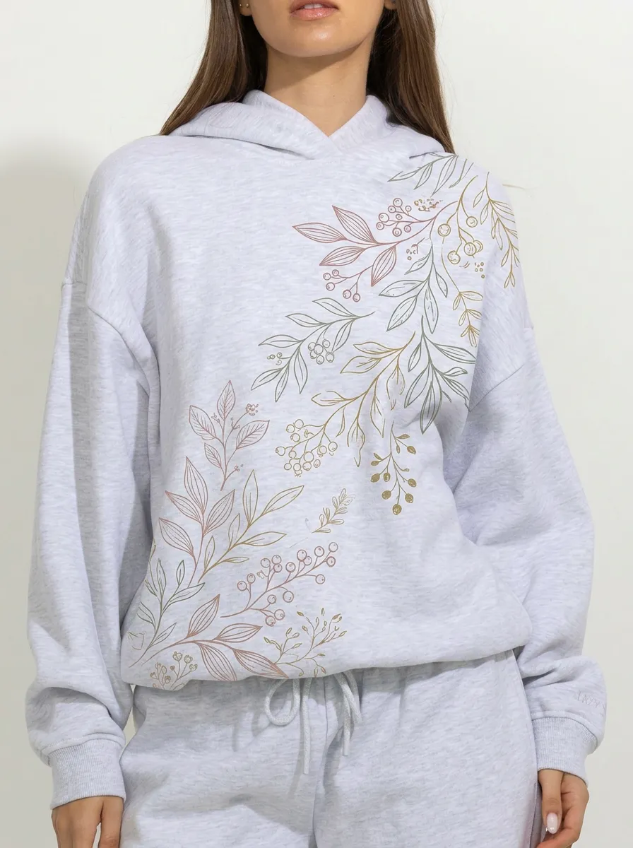 Women's Botanical Nature Lover Floral Branch Printed Hoodie