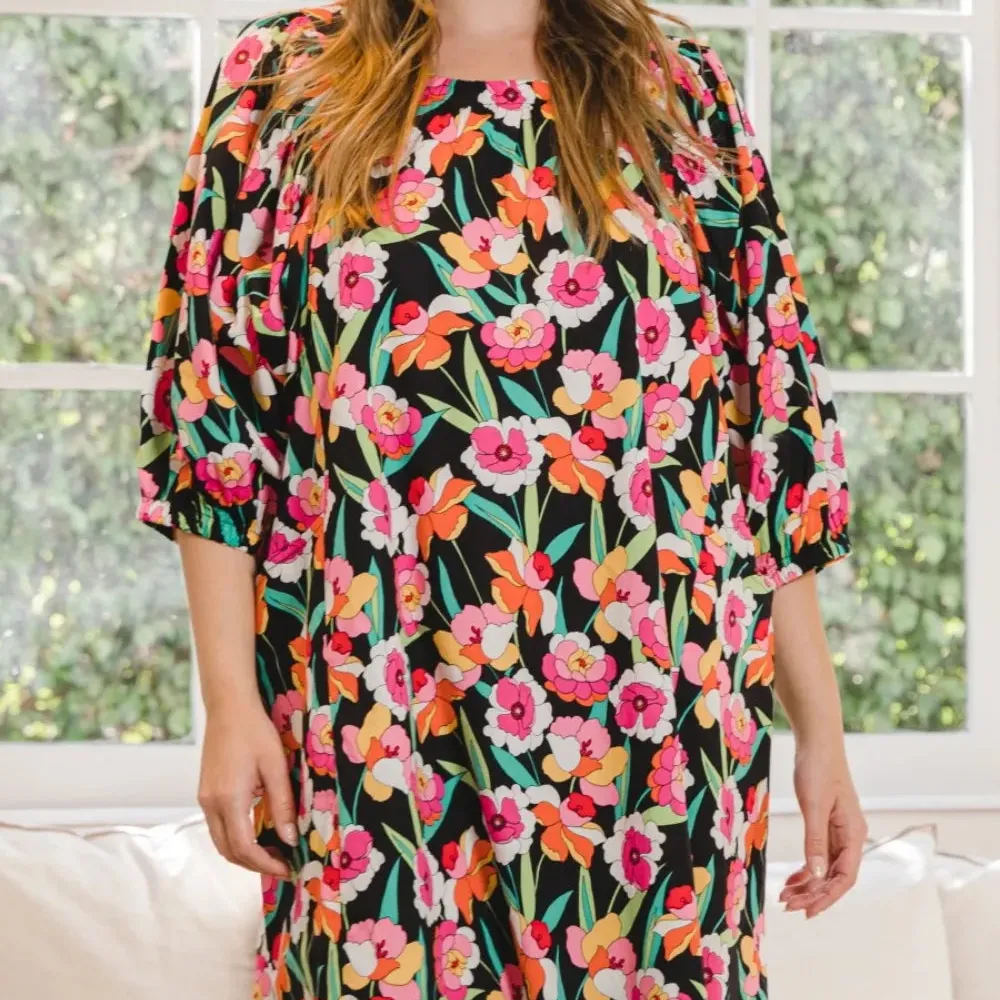 Floral Puff Sleeve Mini Dress