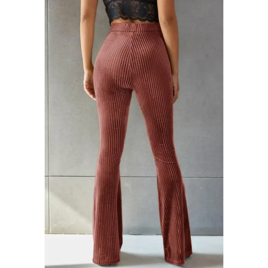 Ribbed High Waist Flare Pants