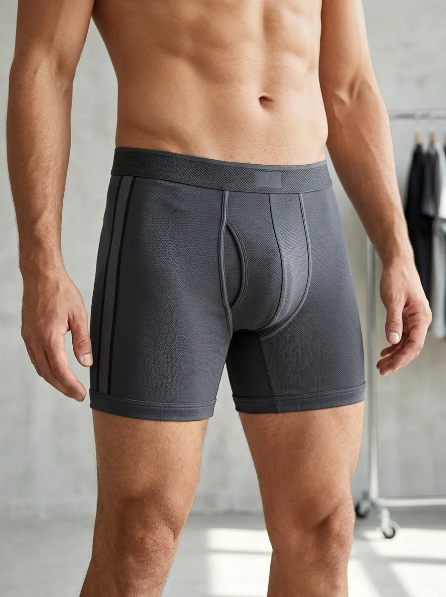 Casual Textured Performance Athletic Clean Look Men's Boxer Briefs