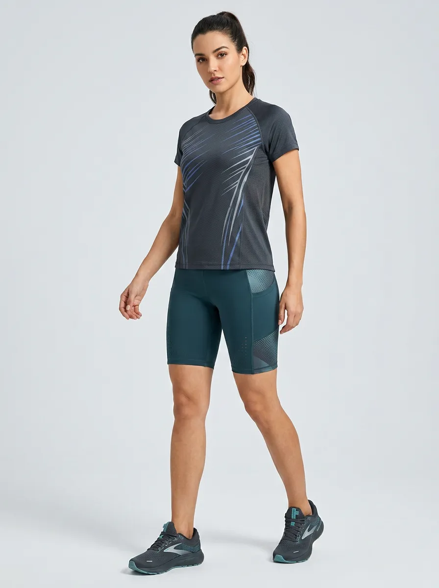 Women's Charcoal Graphic Print Active T-Shirt