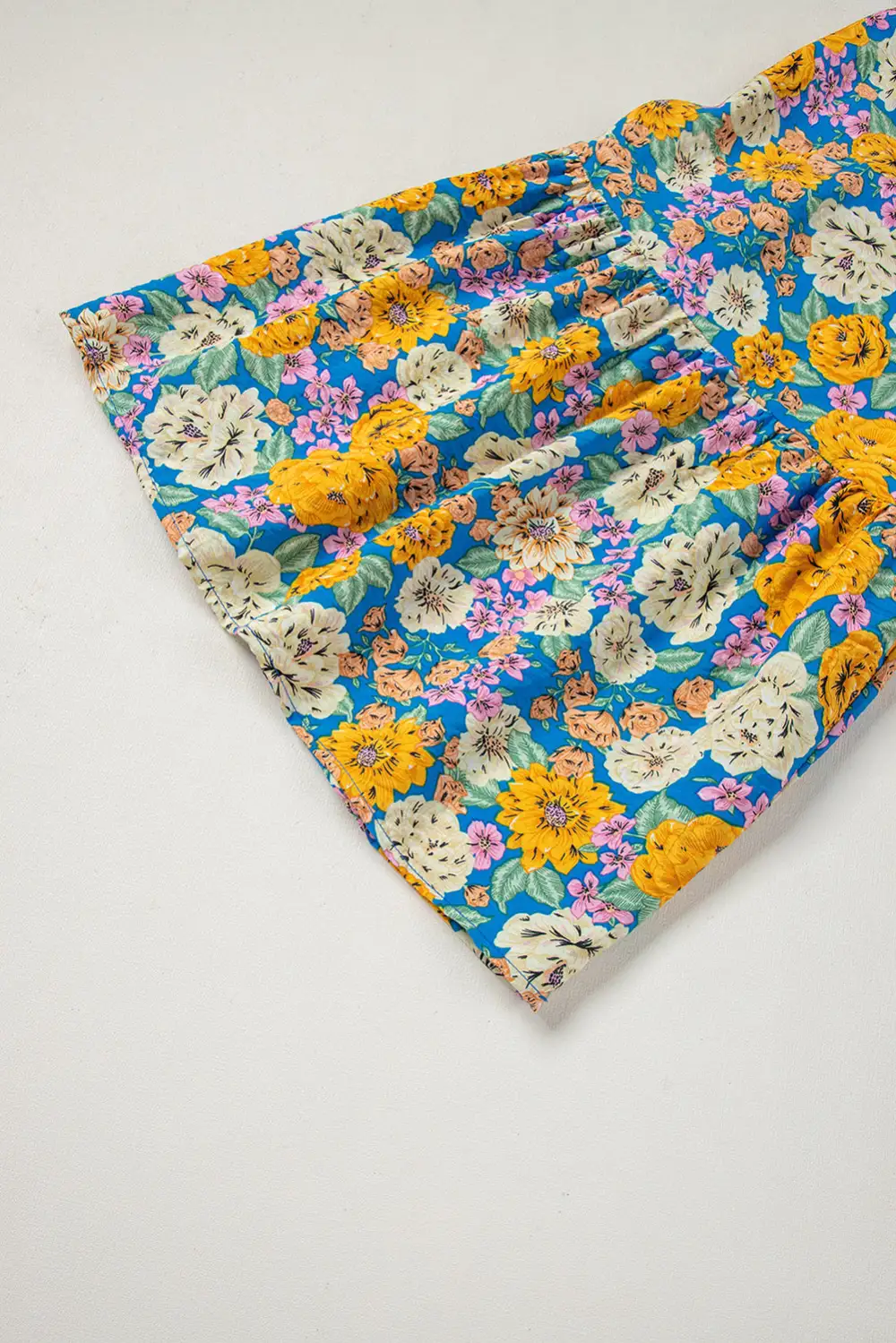 Floral Allover Print Shirred Panel Detail Jumpsuit