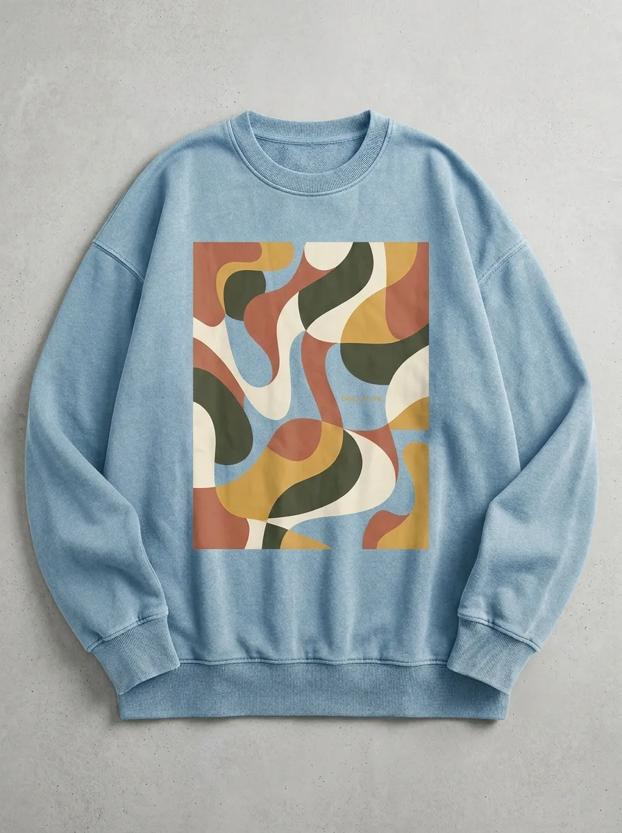 Men's Daily Flow Abstract Wavy Pattern Printed Sweatshirt