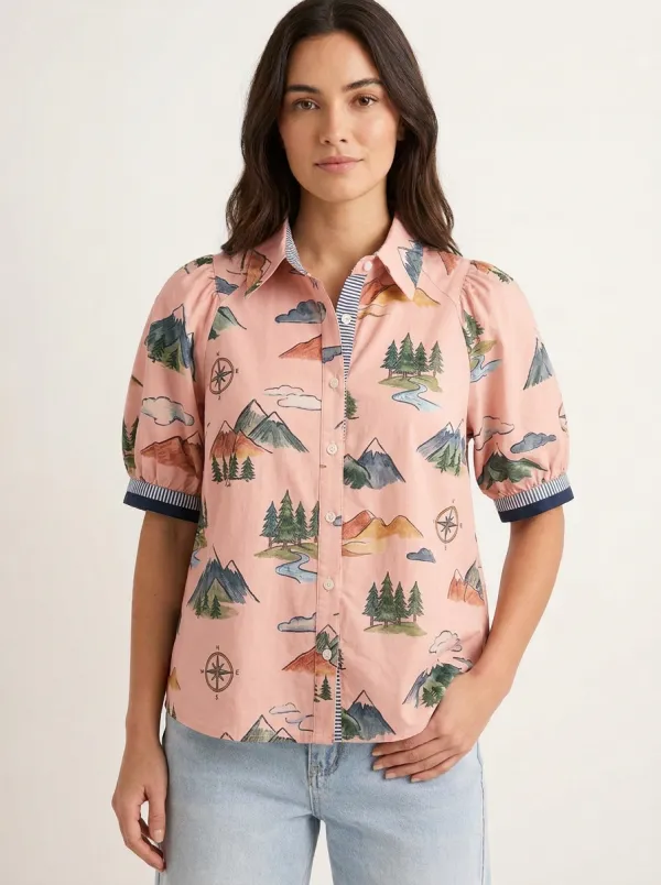 Women's Nature Adventure Mountain Compass Graphic Shirt