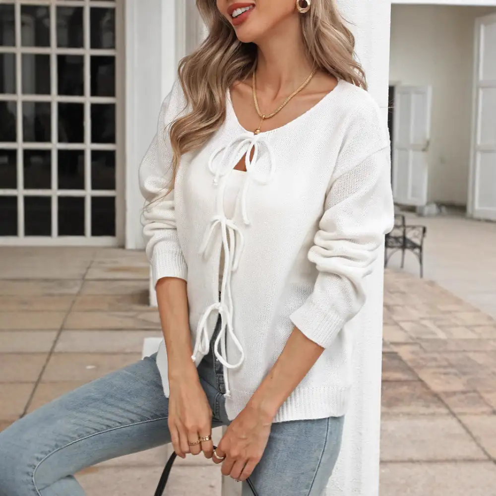 Women's Knit Bow-Detail Cardigan