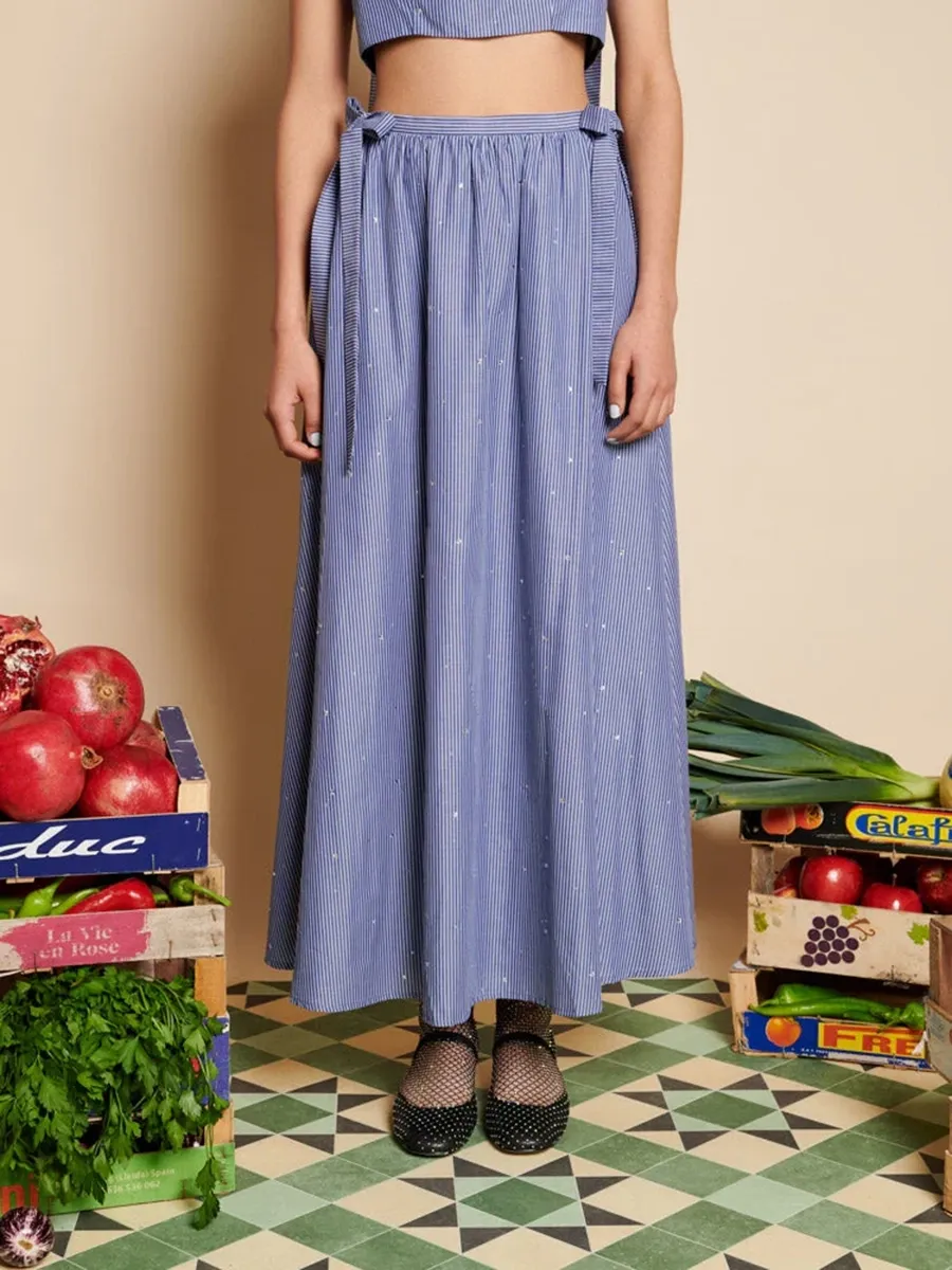 Casual Style Stripe Midi Skirt