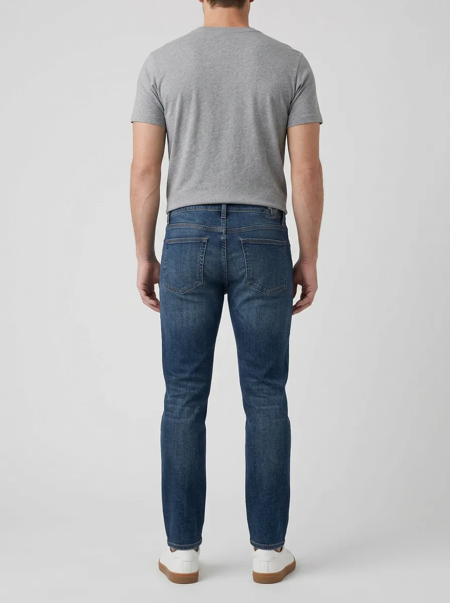 Men's Casual Daily Wear Blue Denim Stretch Jeans
