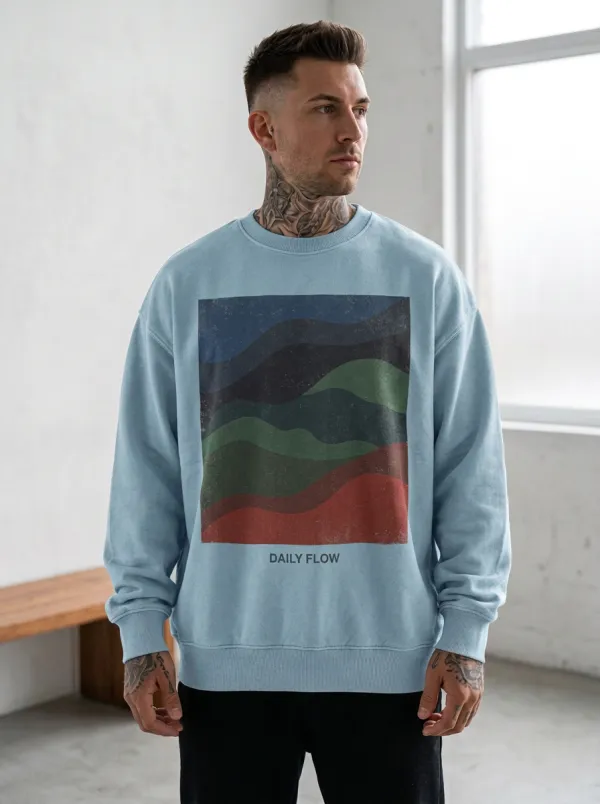 Men's Daily Flow Abstract Landscape Printed Sweatshirt