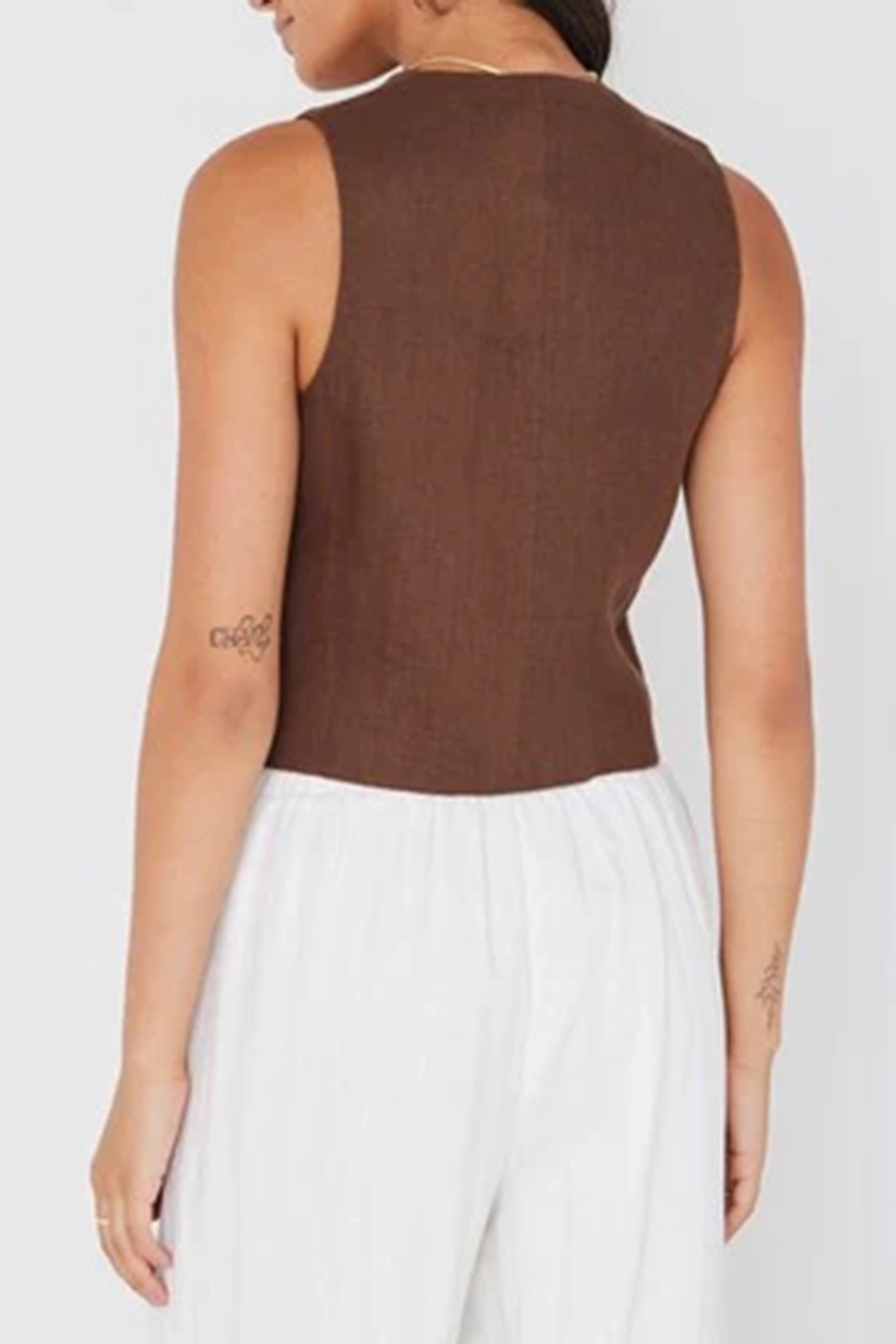 Espresso Linen Fitted Vest