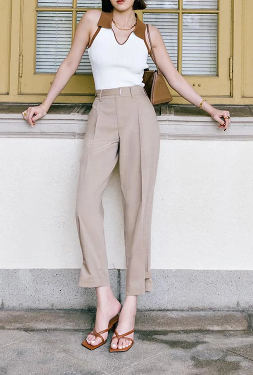 Knit Top - Ivory & Camel