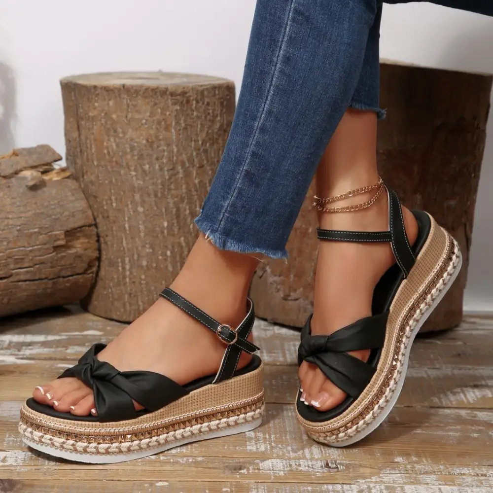 Bow Knot Platform Wedge Sandals