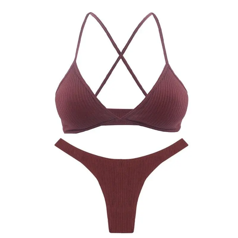 Cross-Back Cotton Lingerie Set