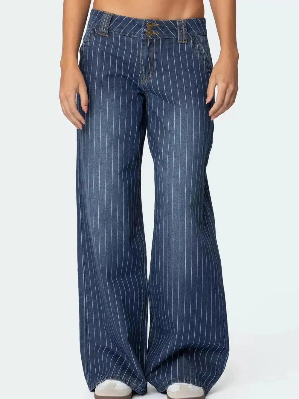 Striped Wide-Leg Jeans