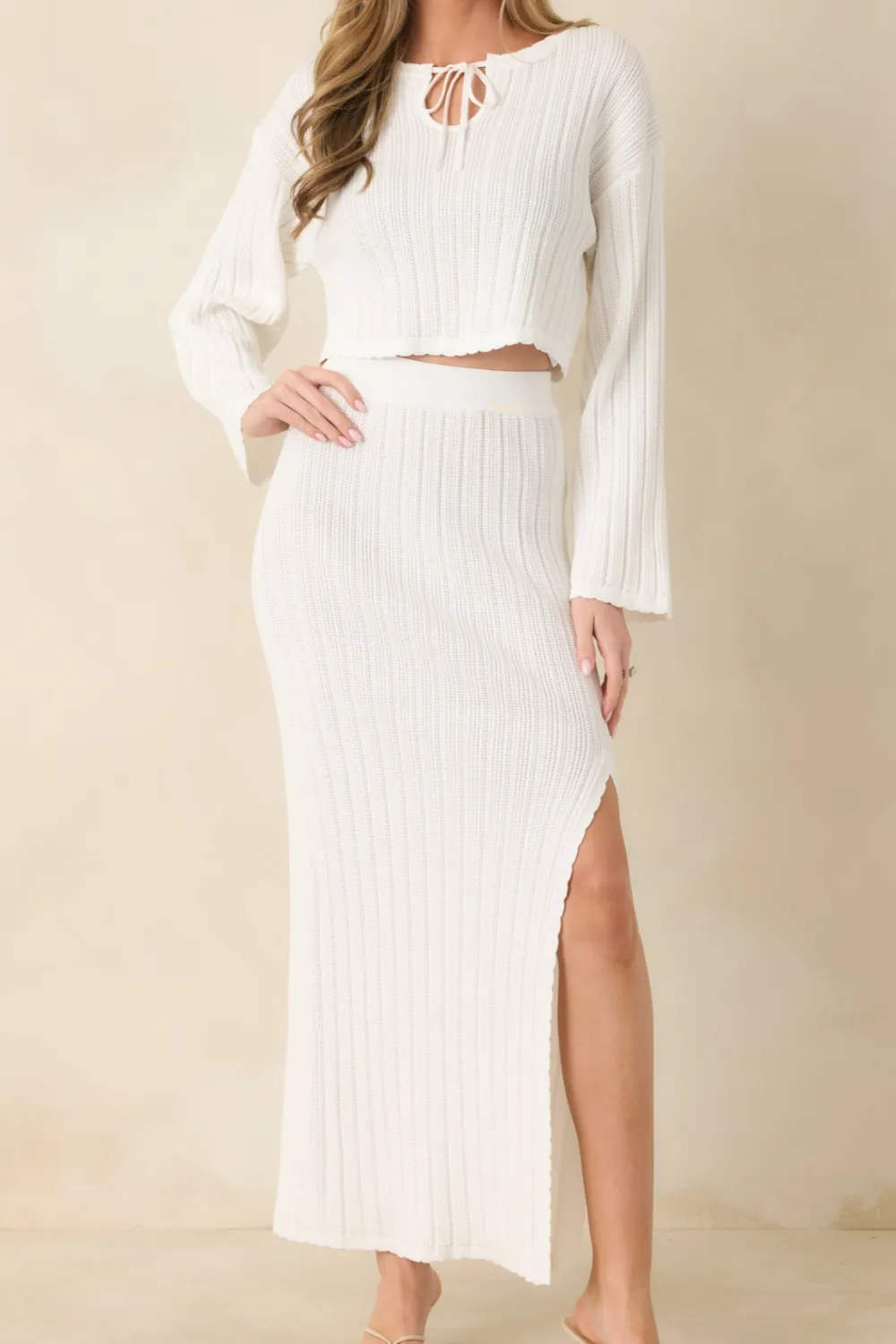 Casual Knit Midi Skirt