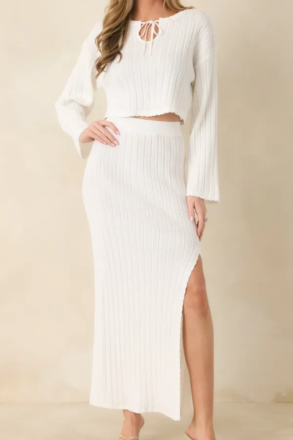 Casual Knit Midi Skirt