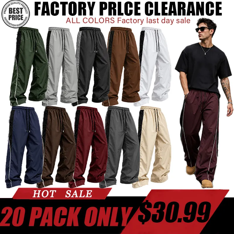 Men's American street-style wide-leg casual trousers