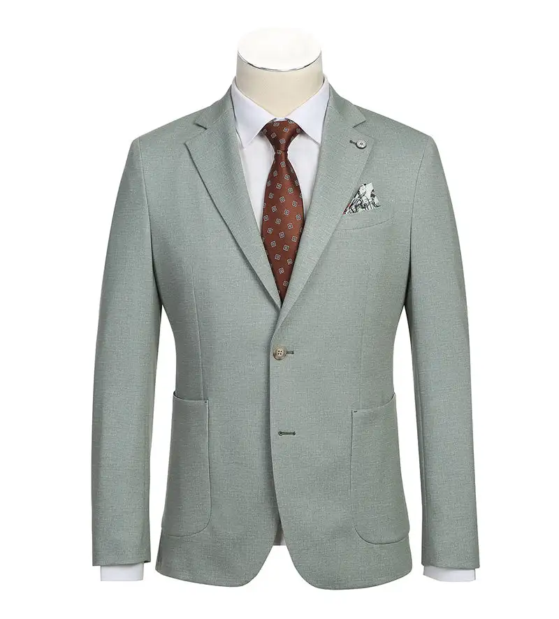 Light Sage Gray Slim Fit Side Vents Blazer