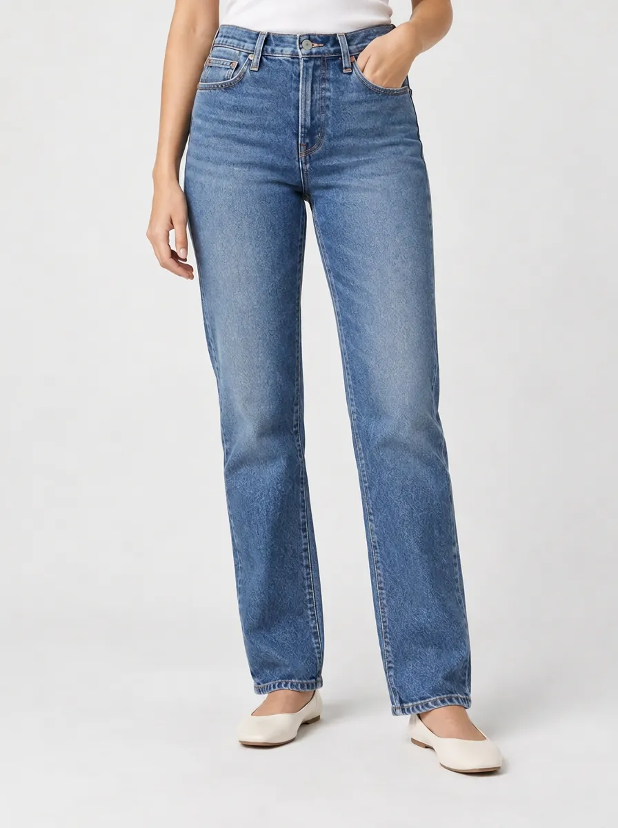 Clean Line Straight Leg Pocket Detail Jeans