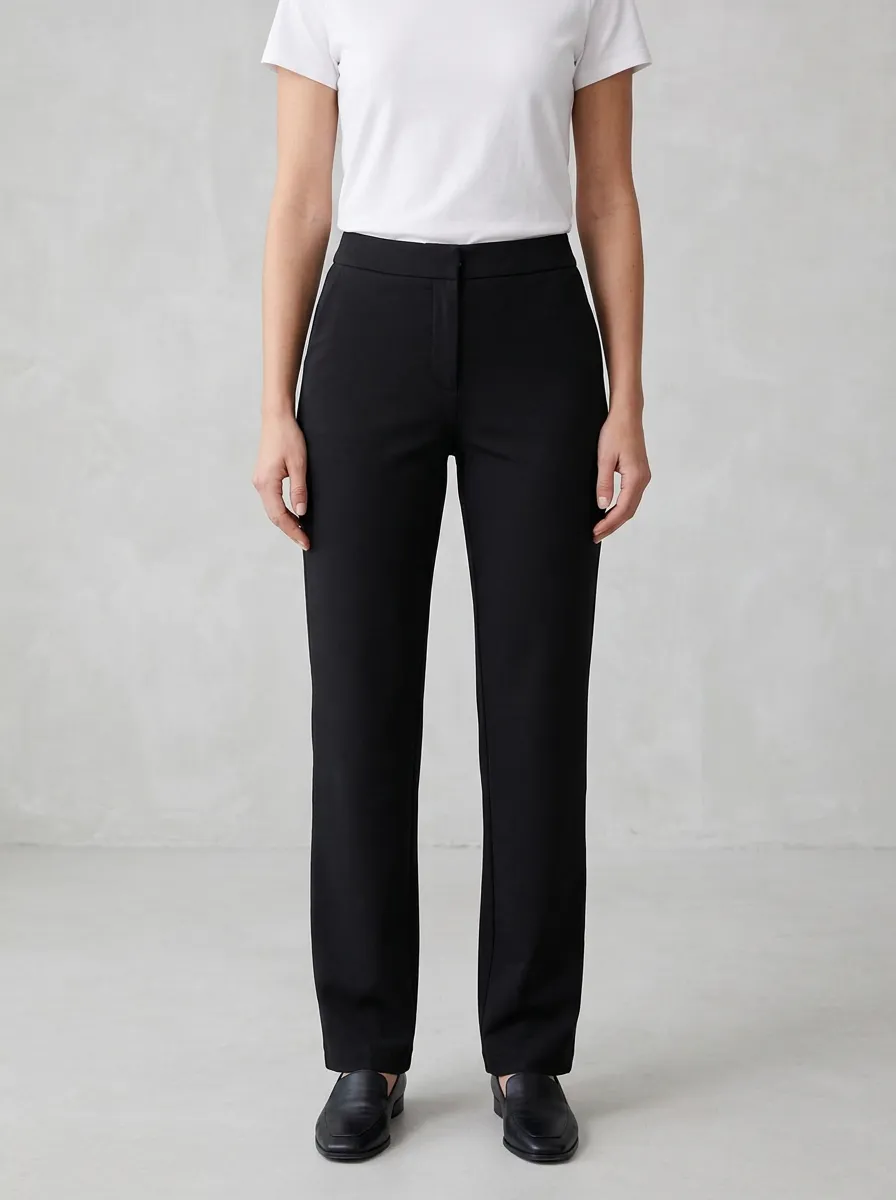 Women's Minimalist Tailored Mid-Rise High-Stretch Straight-Leg Pants