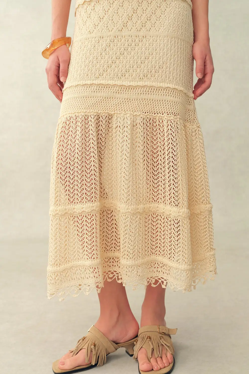 Capelet Crochet Linen Midi Dress