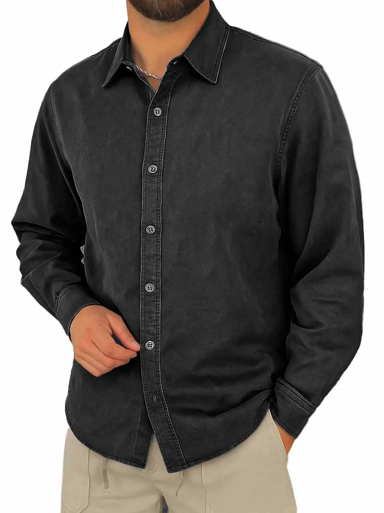 Comfort Fit Long Sleeve Camp Collar Shirt