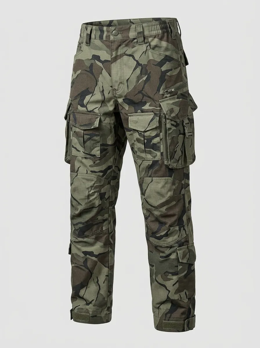 Men's Camo Hook-And-Loop-Hem Tactical Cargo Pants