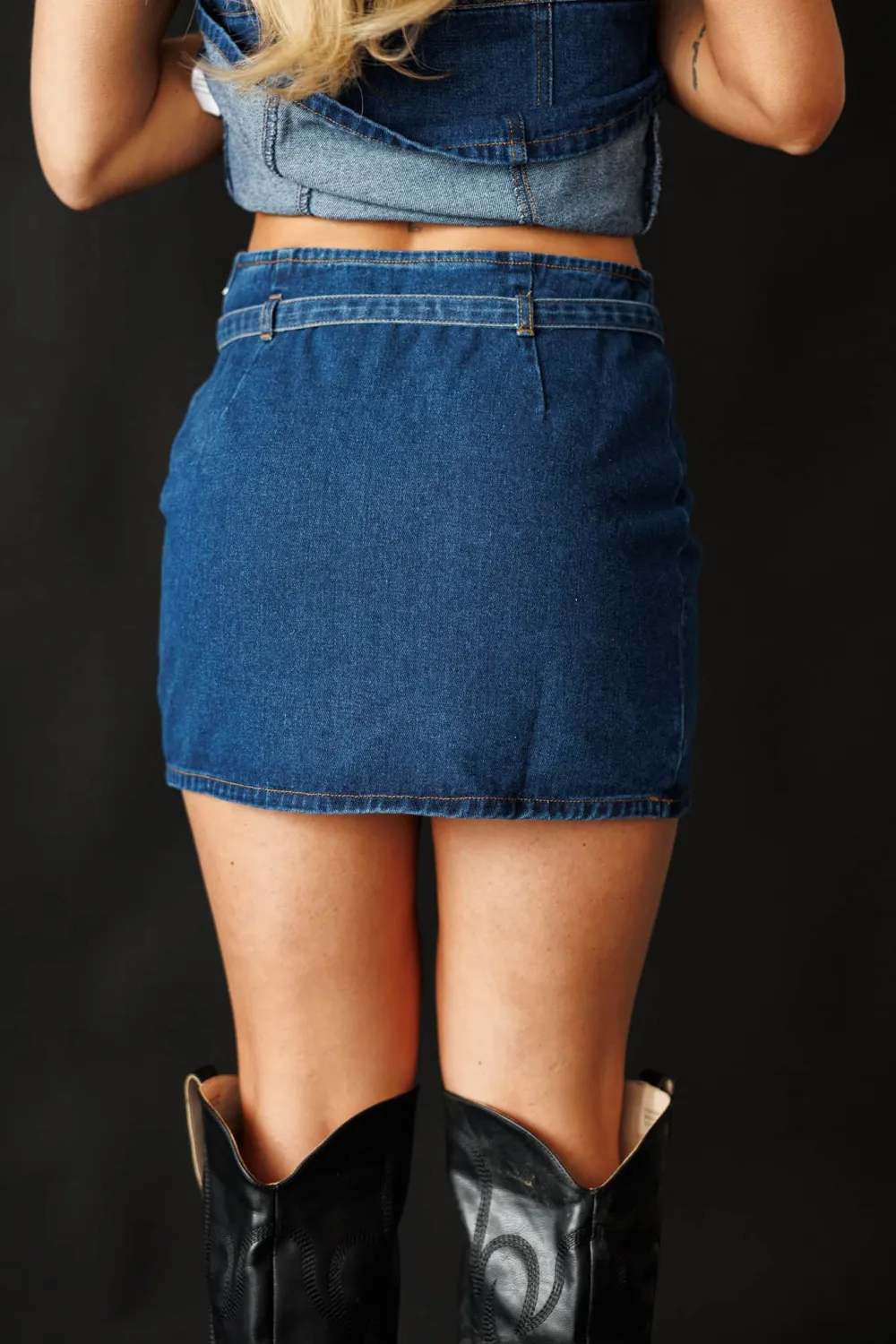 Denim Side Zipper Closure Skirt
