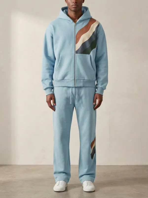 Men's Retro Stripe Printed Hooded Tracksuit