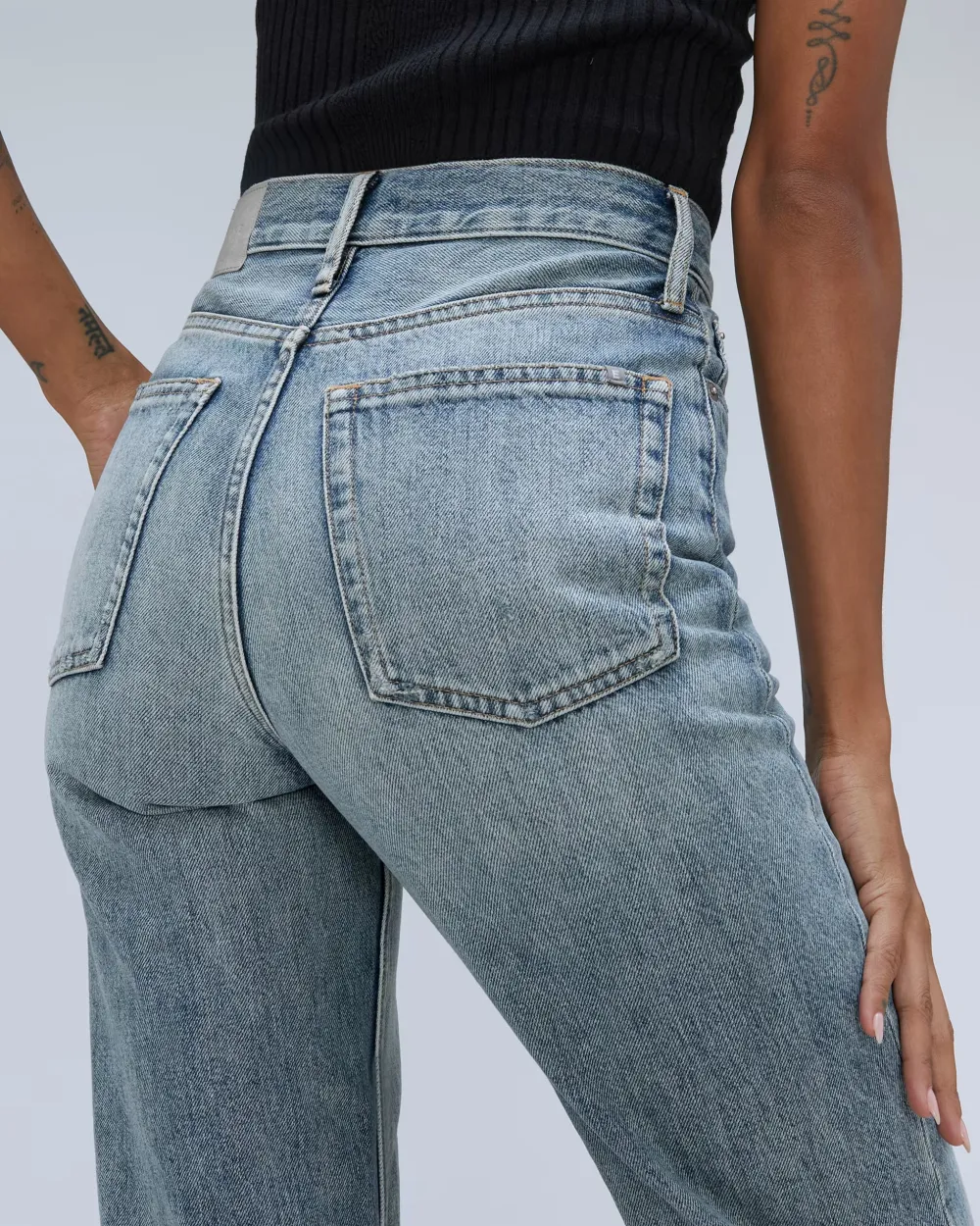 Washed High-Waisted Jeans