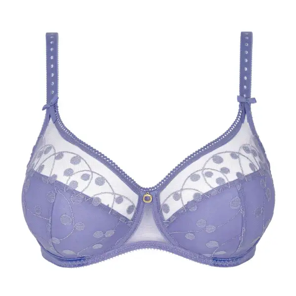 Women's Plunge Full Coverage Underwire Mesh Polka Dot Bra