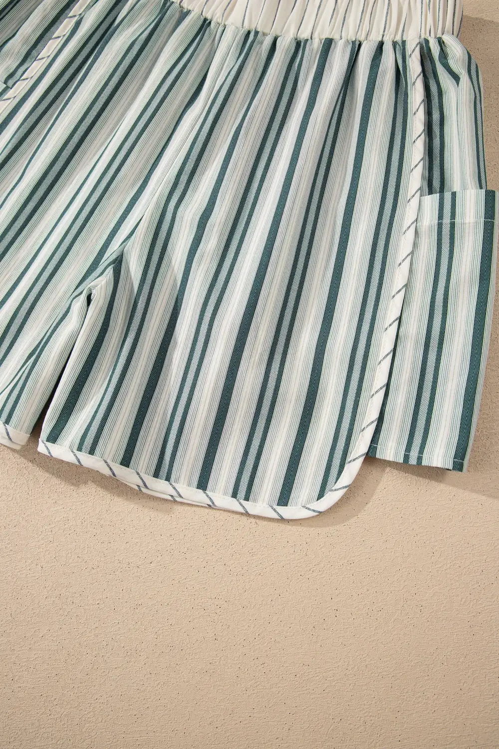Gray Stripe Elastic Waist Cargo Pocket