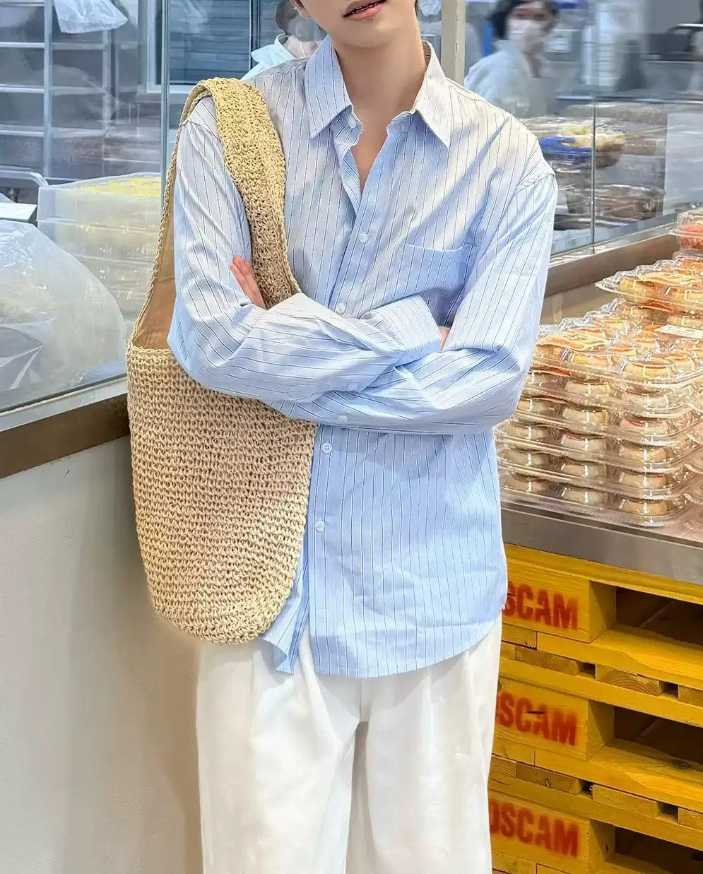 Vertical Stripe Pocket Shirt