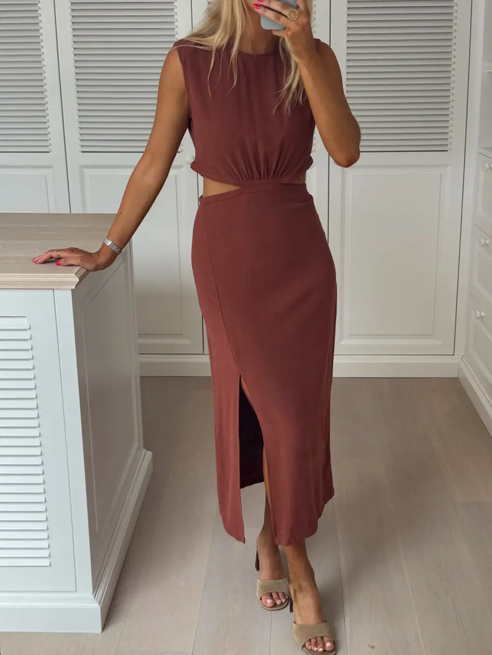 Side Slit Side Cutout Maxi Dress