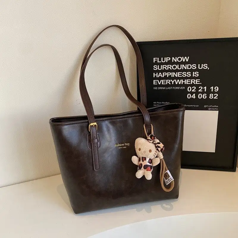 Structured Vintage Crossbody Satchel with Charm