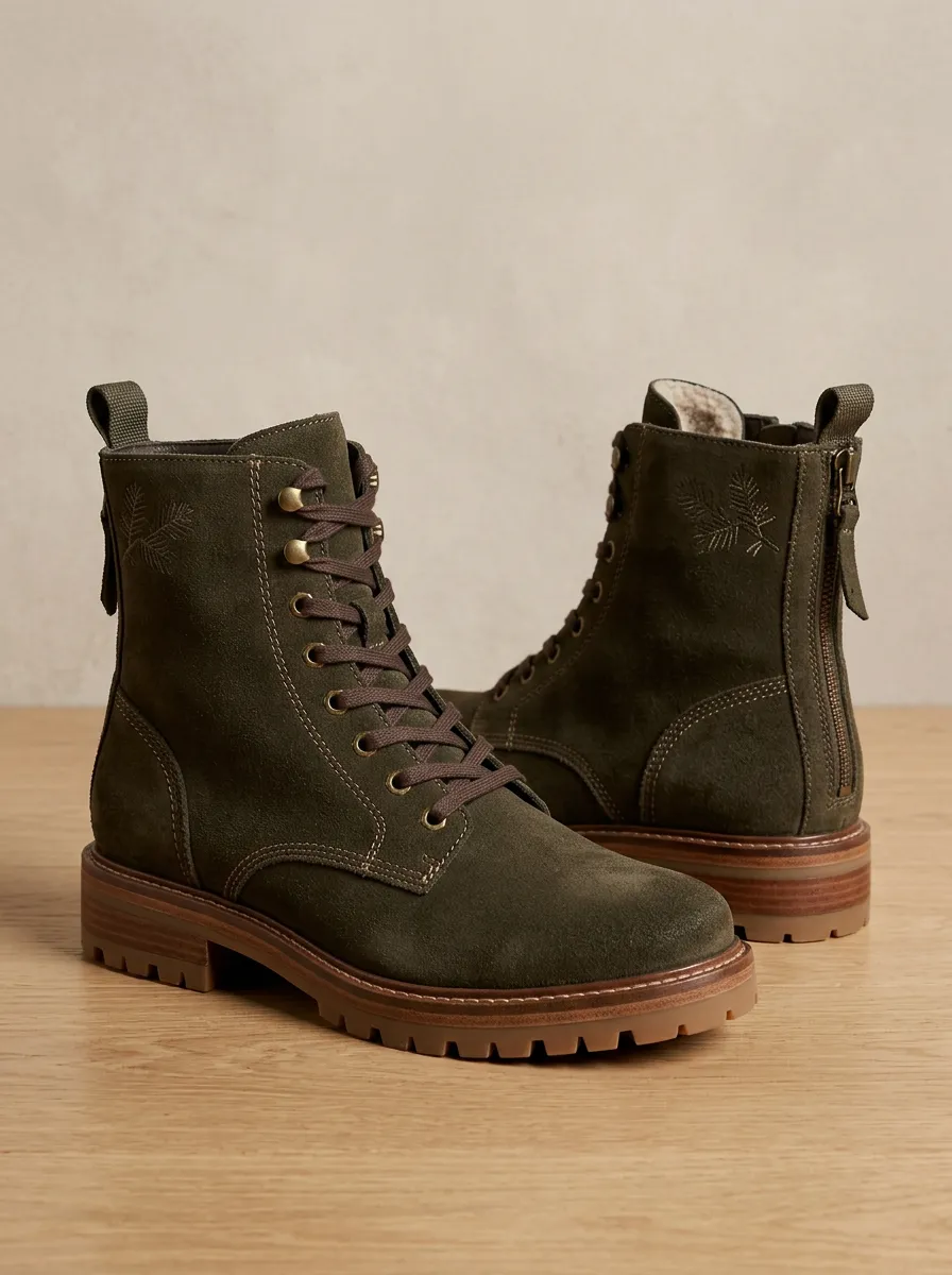 Active Suede Look Leaf Design Unisex Warm Boots