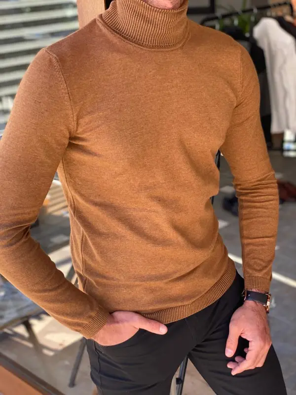 Sleek Slim Fit Cotton Turtleneck Sweater