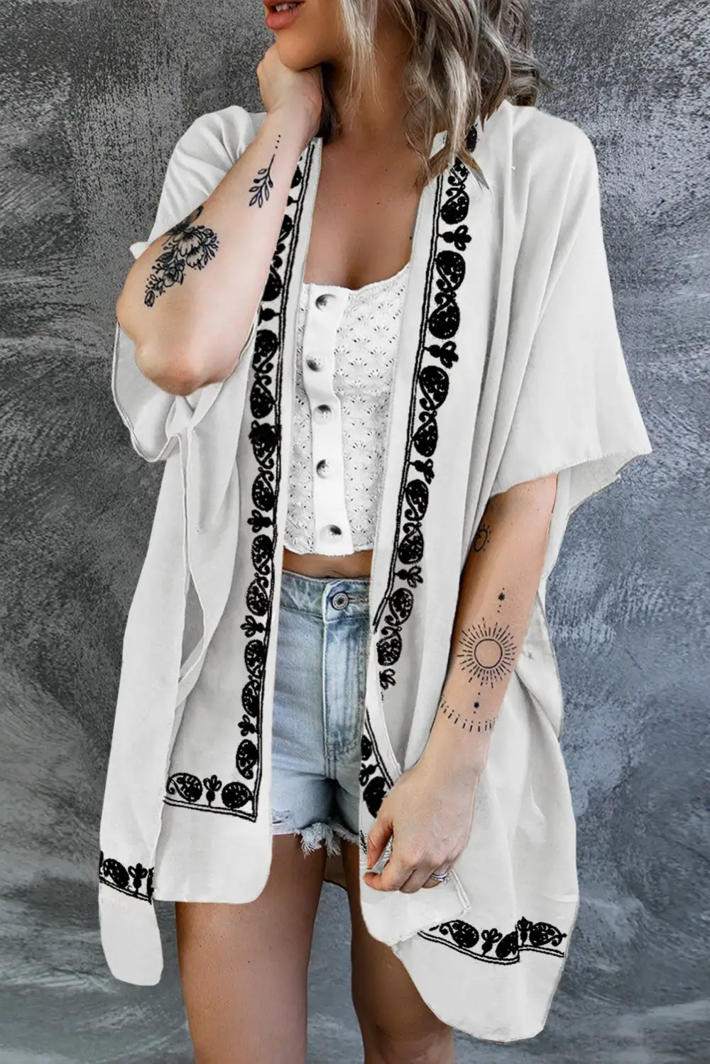 Swimwear Retro Floral Pattern Kimono
