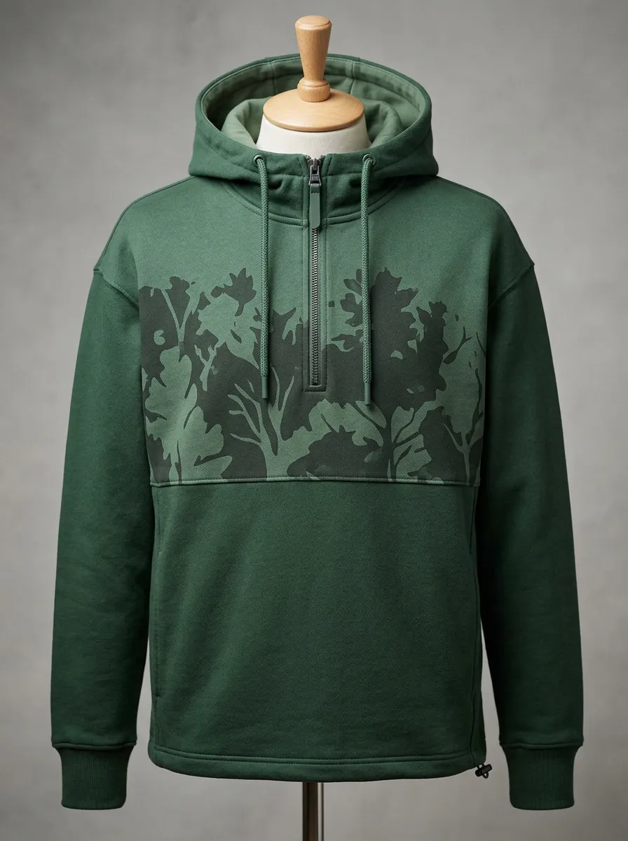Men's Forest Silhouette Graphic Half-Zip Hoodie