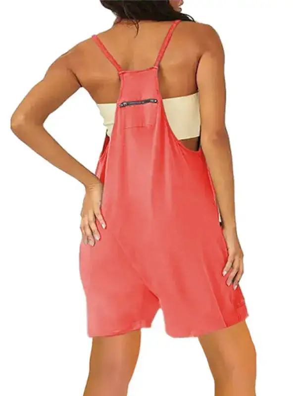 Zipper Pocket Spaghetti Straps Jumpsuit Overall Accessory