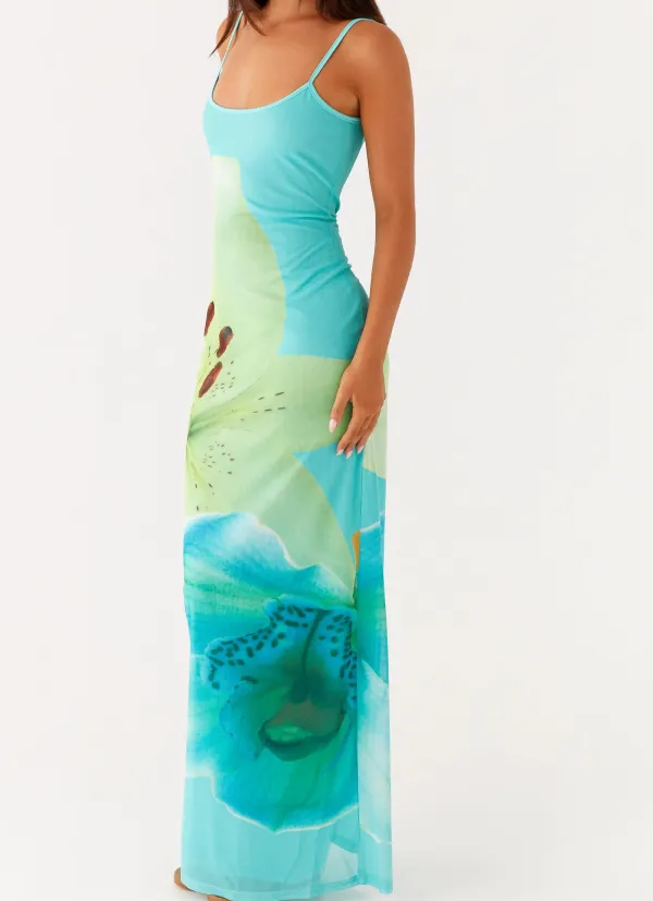 Sleek Mesh Maxi Dress